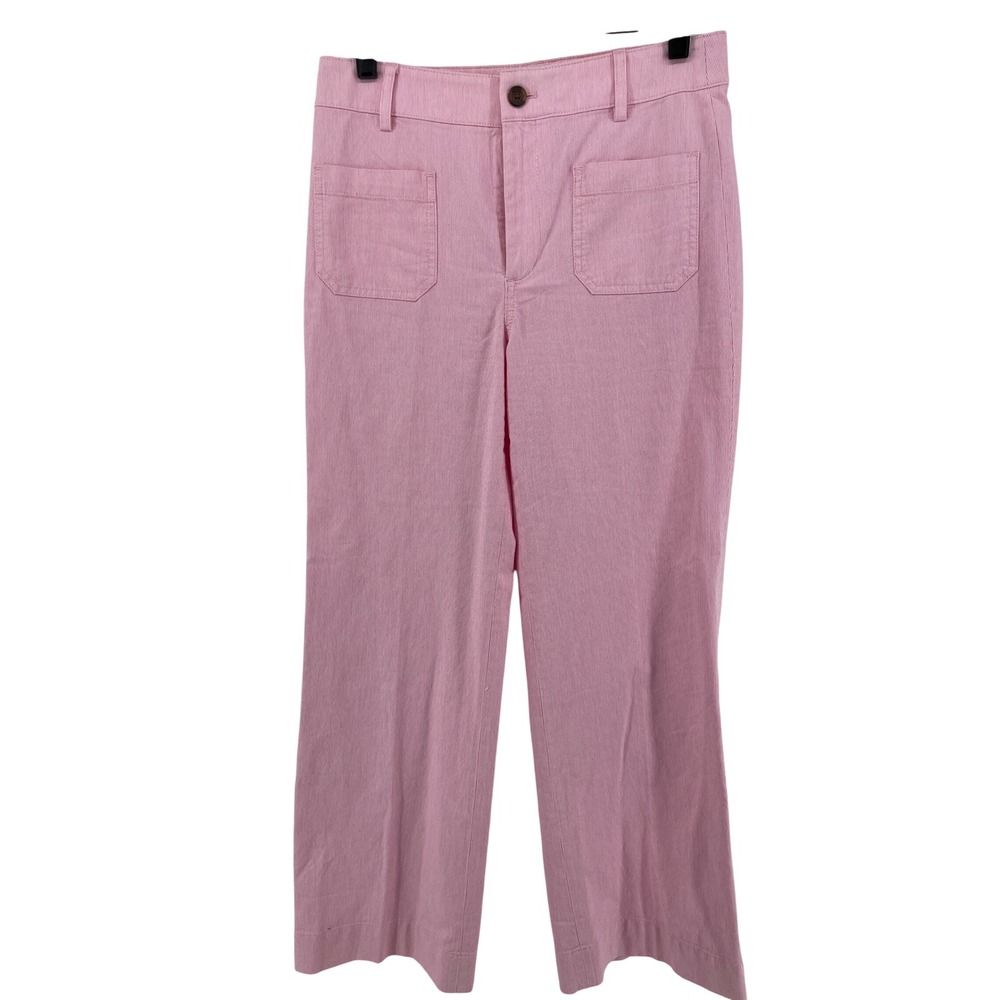 J.Crew Wide Leg Pants Womens‎ 27P Pink Coastal Sailor Patch Pockets Preppy Vacay
